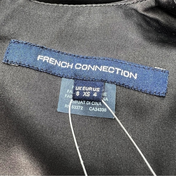 French Connection Black Midnight Satin Eyelet Tunic Dress Size 4 fcuk New NWT - Picture 5 of 11